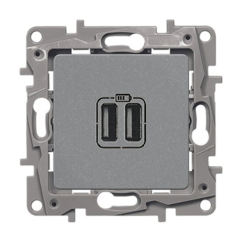 Розетка 2xUSB Legrand ETIKA, алюминий