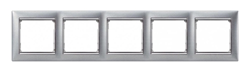 Рамка 5 постов Legrand VALENA, алюминий матовый / серебряный штрих
