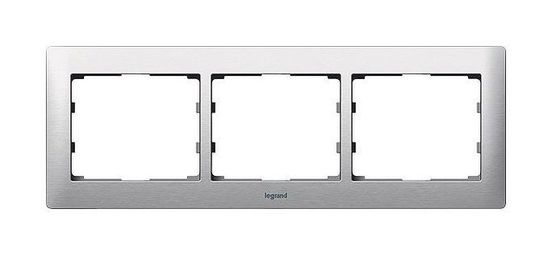 Рамка 3 поста GALEA LIFE, горизонтальная, алюминий шлифованный